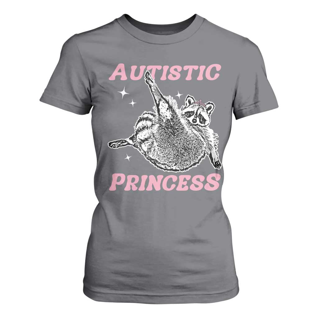 Funny Autistic Princess T Shirt For Women Autism Awareness Raccoon TS11 Charcoal Print Your Wear