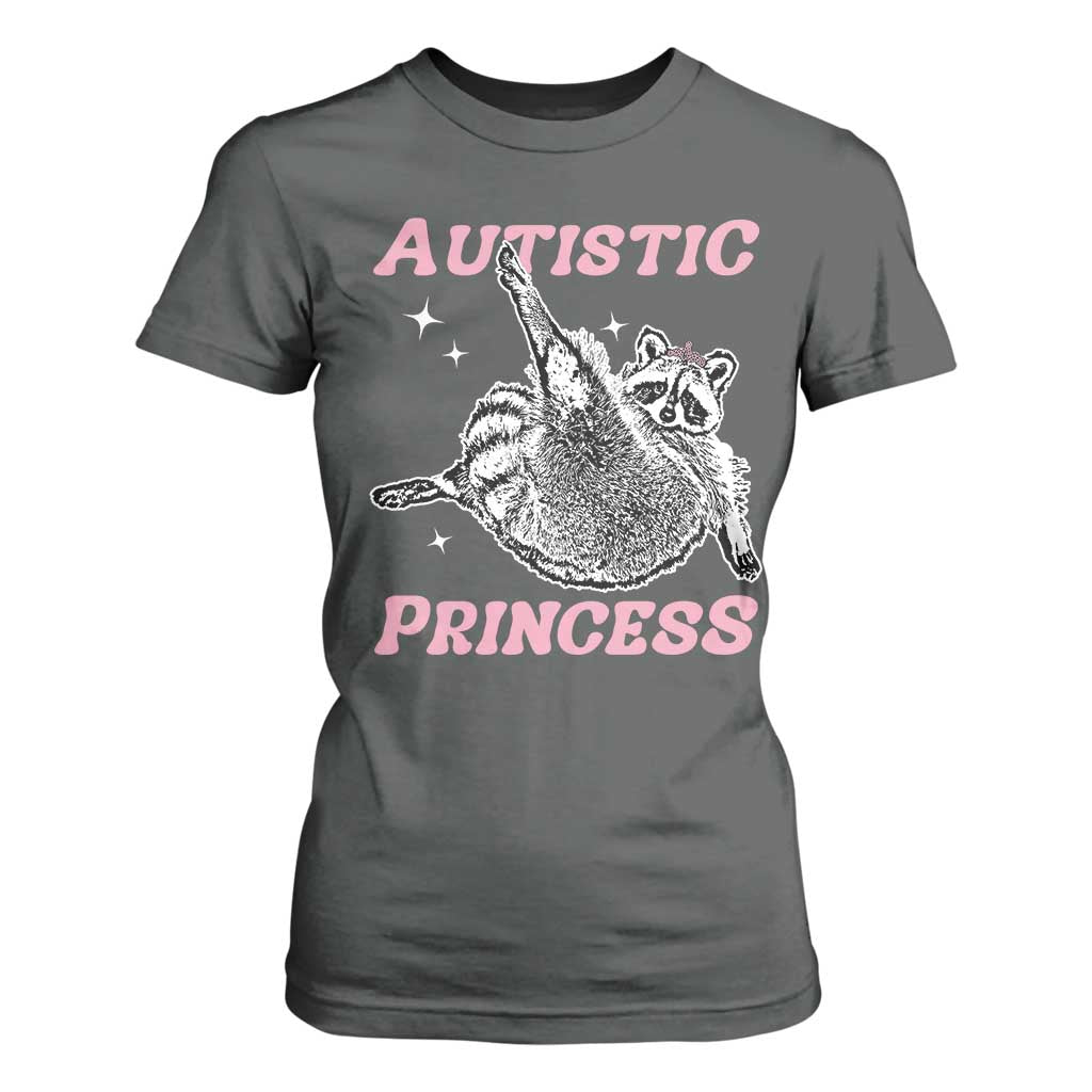 Funny Autistic Princess T Shirt For Women Autism Awareness Raccoon TS11 Dark Heather Print Your Wear