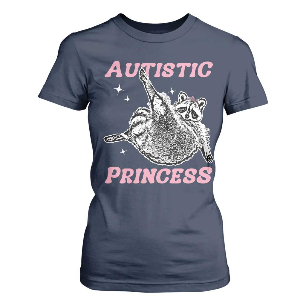 Funny Autistic Princess T Shirt For Women Autism Awareness Raccoon TS11 Navy Print Your Wear
