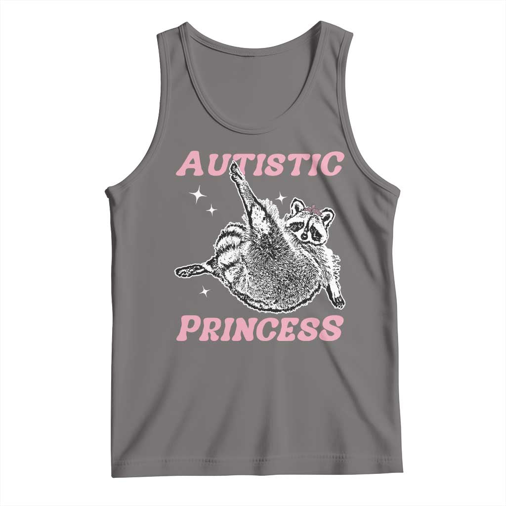Funny Autistic Princess Tank Top Autism Awareness Raccoon TS11 Deep Heather Print Your Wear