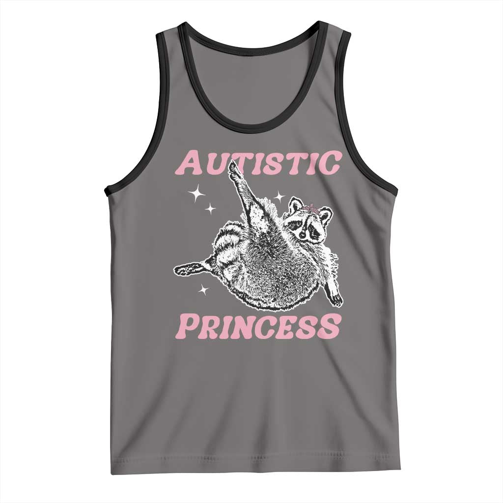 Funny Autistic Princess Tank Top Autism Awareness Raccoon TS11 Deep Heather Black Print Your Wear