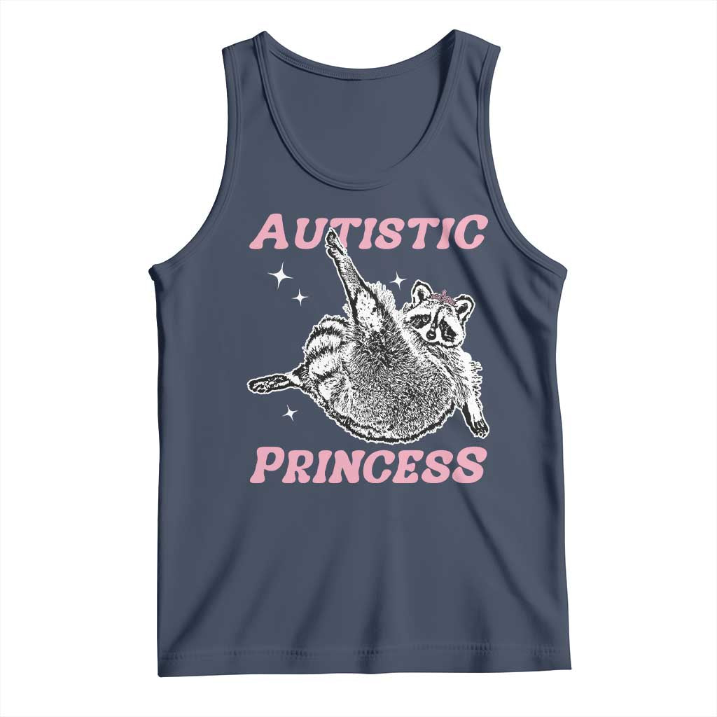 Funny Autistic Princess Tank Top Autism Awareness Raccoon TS11 Navy Print Your Wear