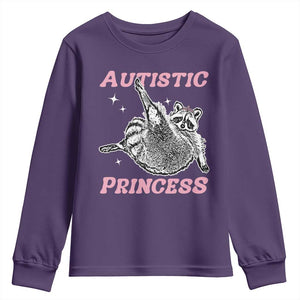 Funny Autistic Princess Youth Sweatshirt Autism Awareness Raccoon TS11 Purple Print Your Wear
