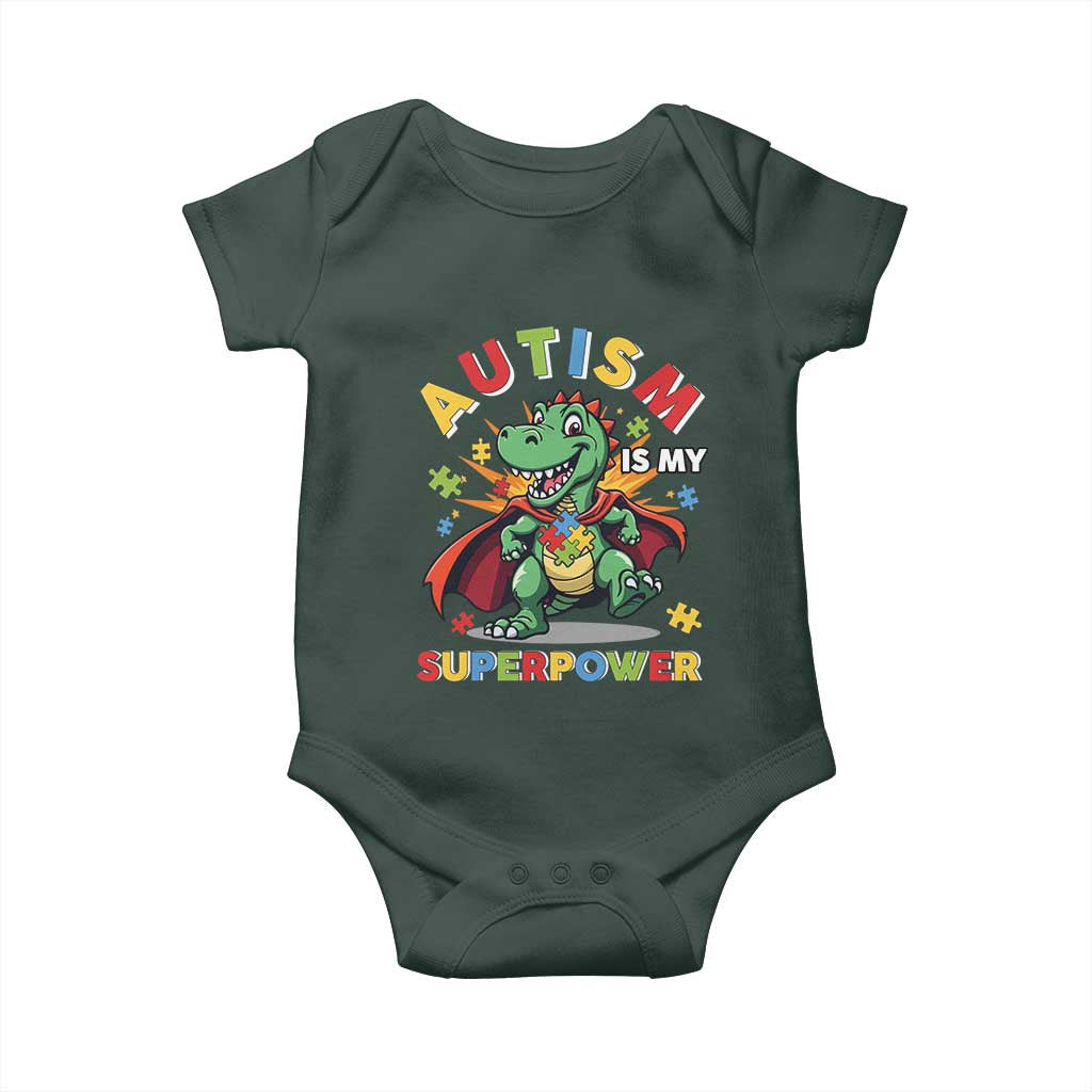 Funny Autism Is My Superpower Baby Onesie Autism Awareness Autistic Dinosaur TS11 Print Your Wear