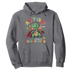 Funny Autism Is My Superpower Hoodie Autism Awareness Autistic Dinosaur TS11 Charcoal Print Your Wear