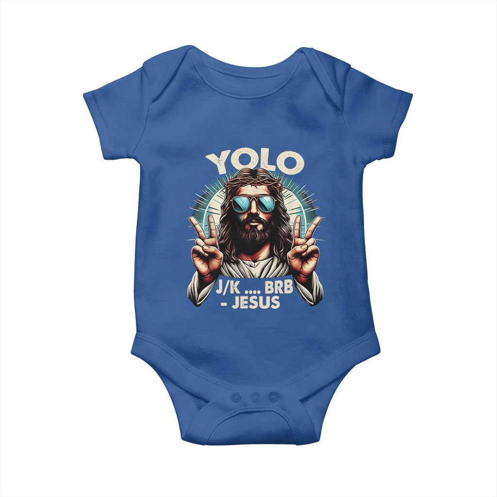 Funny Resurrection Christians Easter Day Baby Onesie Yolo JK BRB Jesus TS11 Royal Blue Print Your Wear