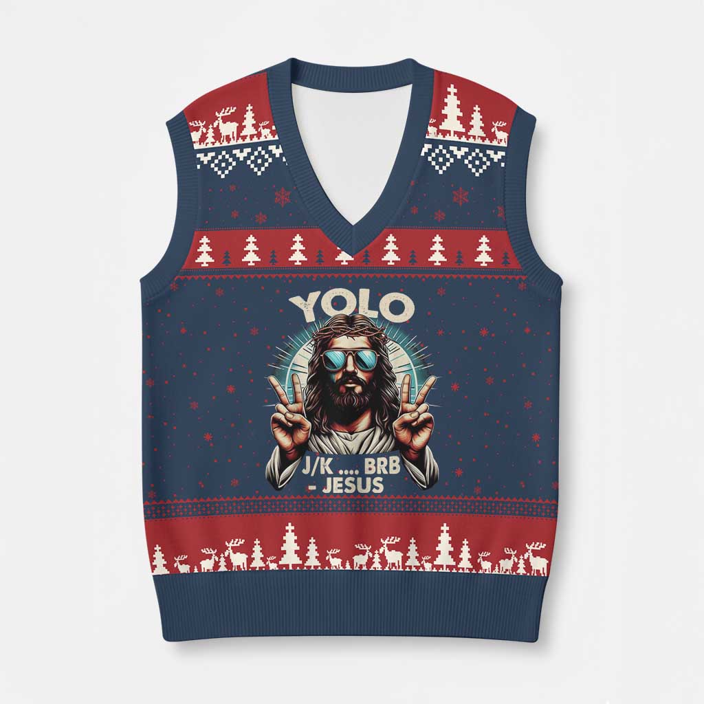 Funny Resurrection Christians Easter Day V-Neck Knit Sweater Vest Yolo JK BRB Jesus TS11 Navy Red Print Your Wear