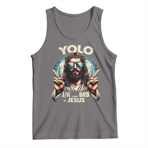 Funny Resurrection Christians Easter Day Tank Top Yolo JK BRB Jesus TS11 Deep Heather Print Your Wear