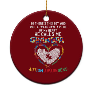 Autism Awareness Grandpa Ceramic Ornament So There's This Boy Who Will Always Have A Piece Of My Heart He Calls Me Grandpa TS11 1pc Red Print Your Wear