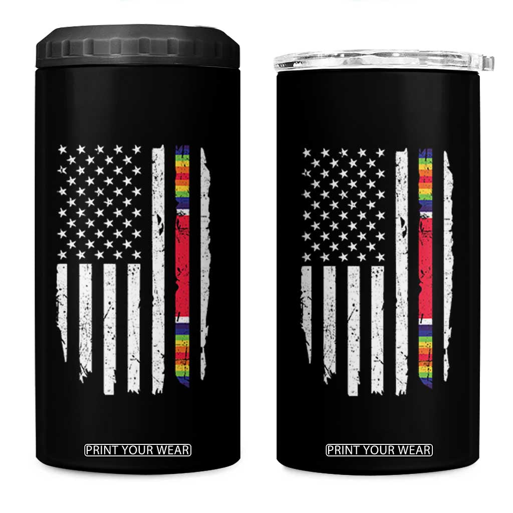 WW2 World War II Vintage American Flag 4 in 1 Can Cooler Tumbler TS11 One Size: 16 oz Black Print Your Wear