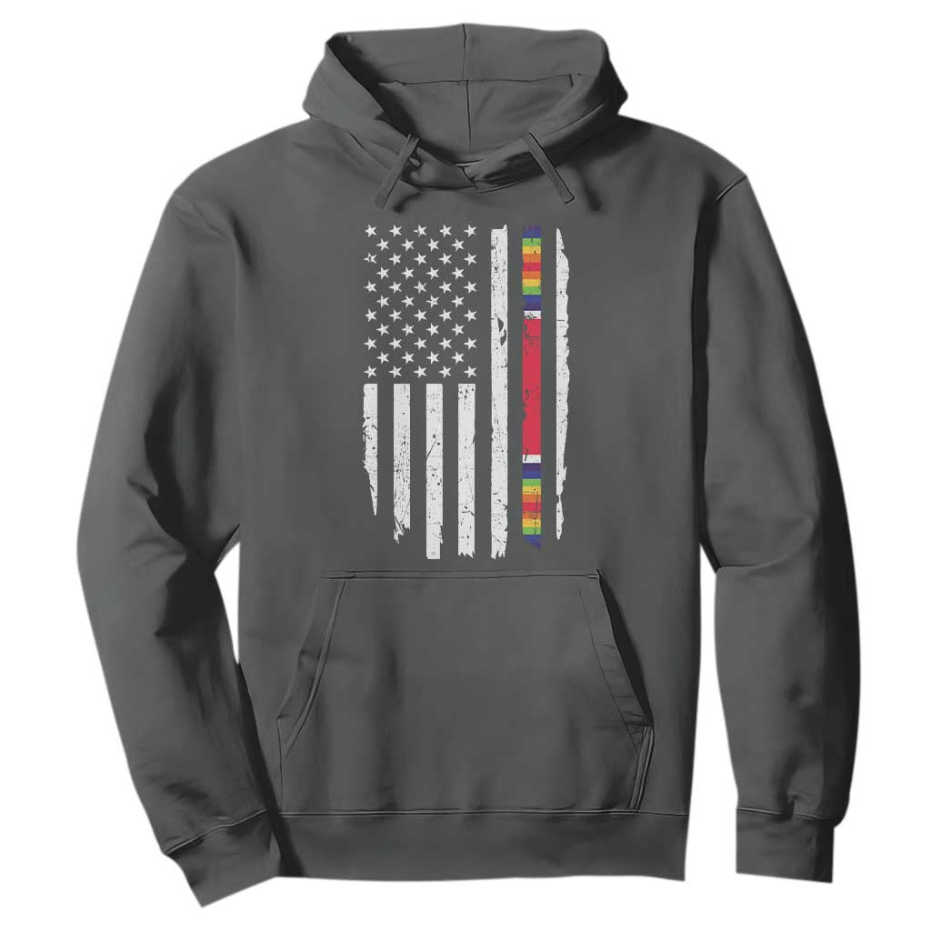 WW2 World War II Vintage American Flag Hoodie TS11 Dark Heather Print Your Wear