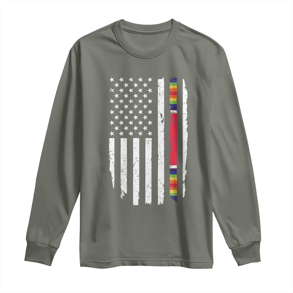 WW2 World War II Vintage American Flag Long Sleeve Shirt TS11 Military Green Print Your Wear