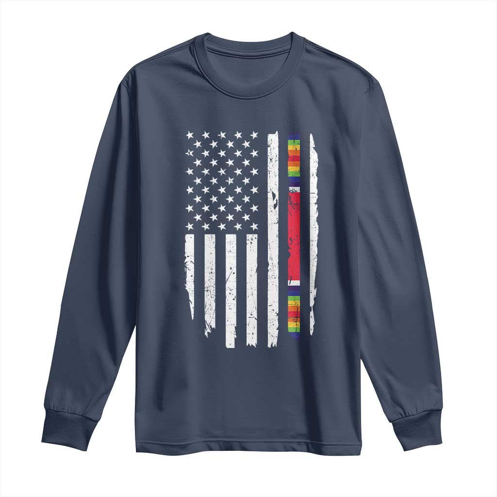 WW2 World War II Vintage American Flag Long Sleeve Shirt TS11 Navy Print Your Wear