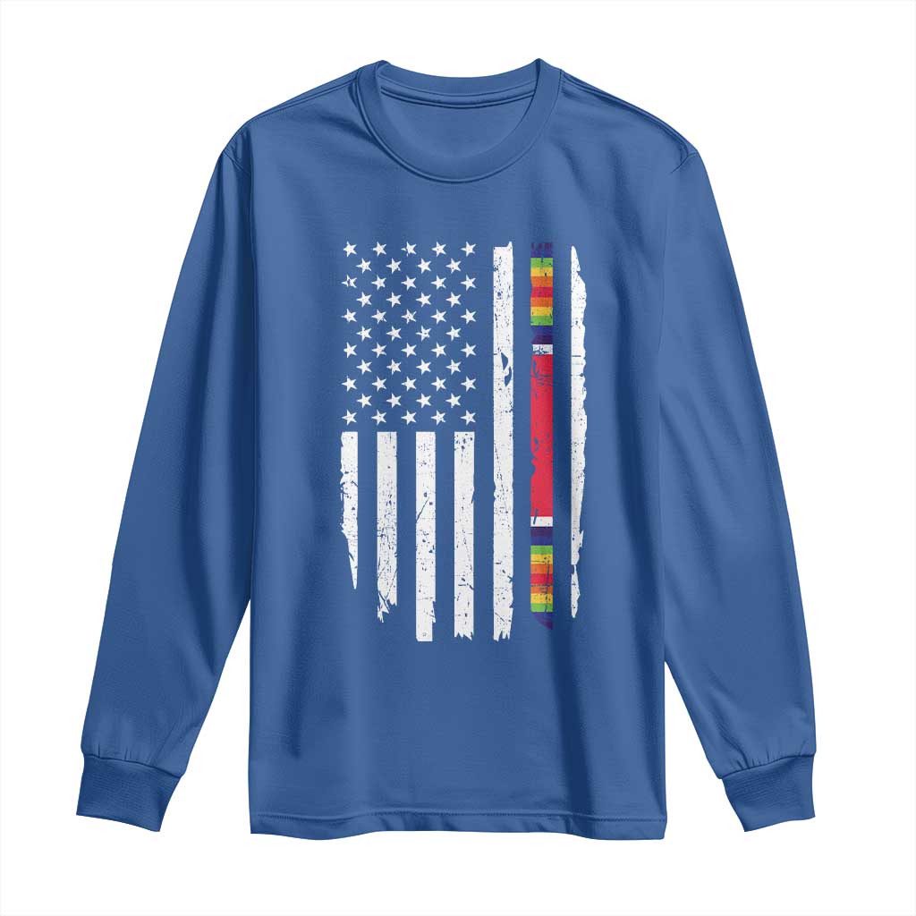WW2 World War II Vintage American Flag Long Sleeve Shirt TS11 Royal Blue Print Your Wear