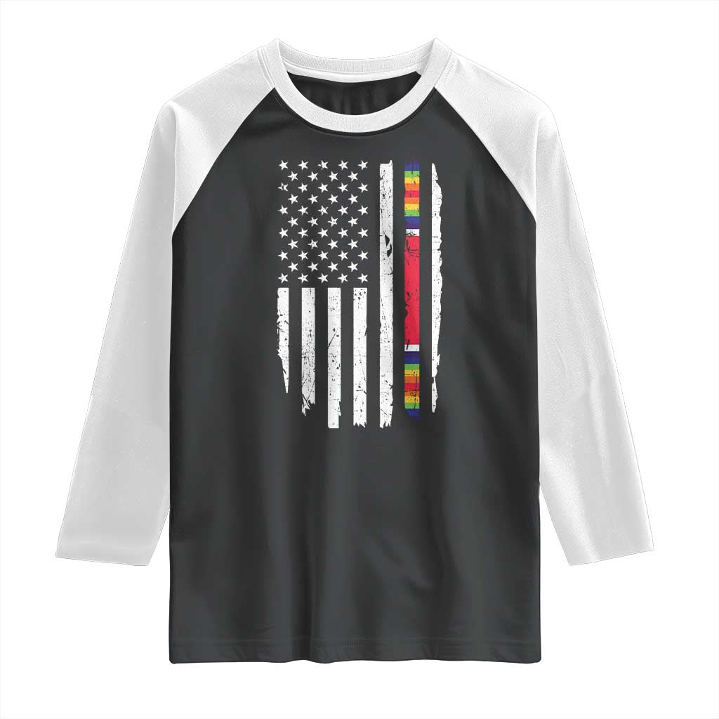 WW2 World War II Vintage American Flag Raglan Shirt TS11 Black White Print Your Wear