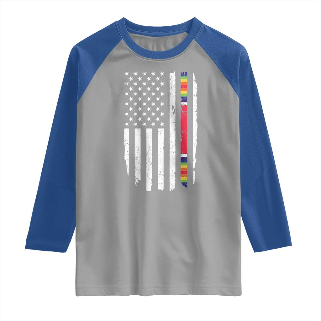 WW2 World War II Vintage American Flag Raglan Shirt TS11 Sport Gray Royal Print Your Wear