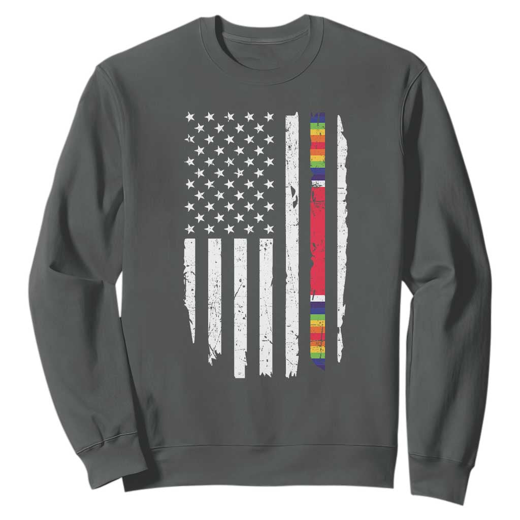 WW2 World War II Vintage American Flag Sweatshirt TS11 Dark Heather Print Your Wear