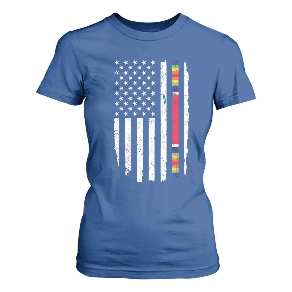 WW2 World War II Vintage American Flag T Shirt For Women TS11 Royal Blue Print Your Wear