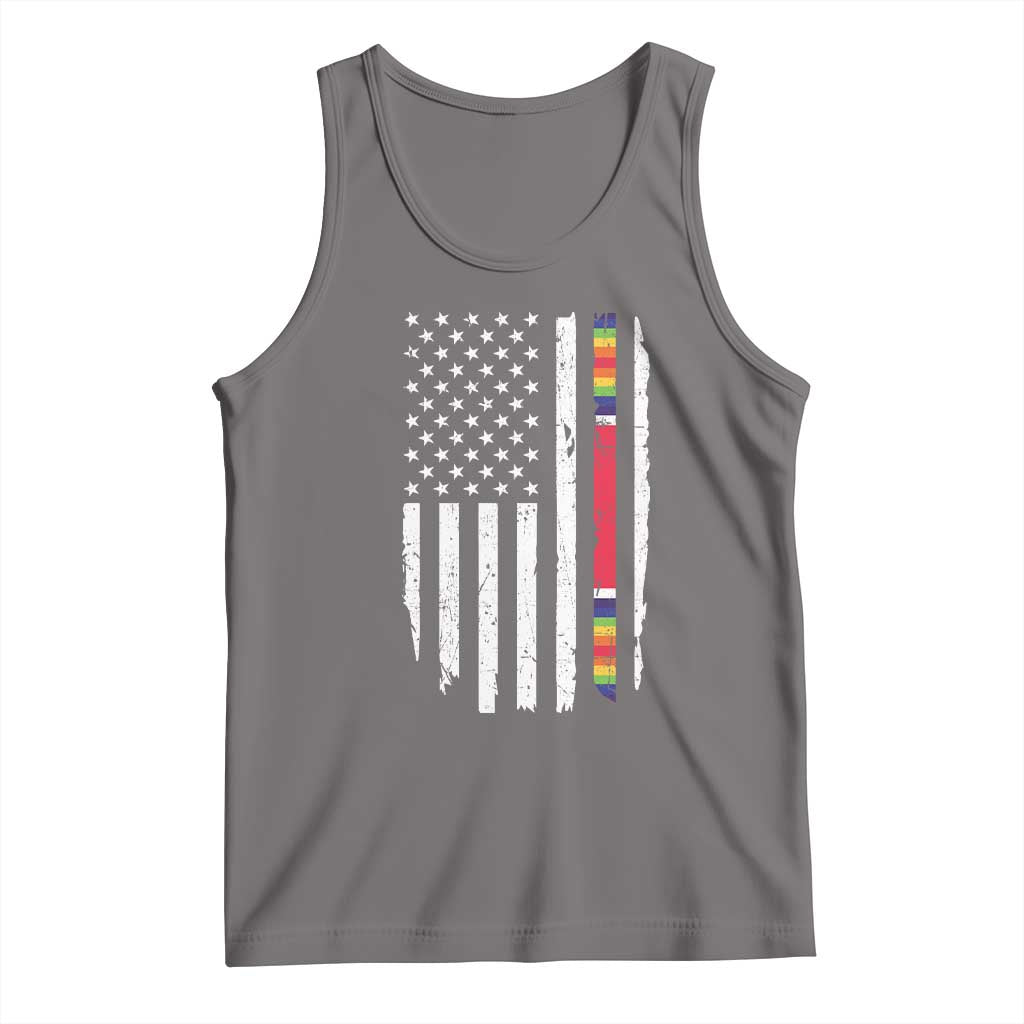 WW2 World War II Vintage American Flag Tank Top TS11 Deep Heather Print Your Wear