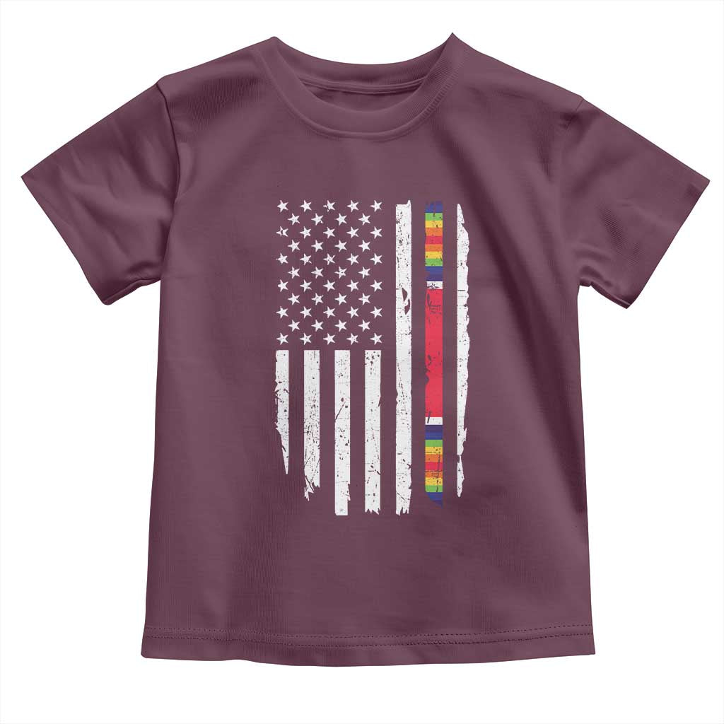 WW2 World War II Vintage American Flag Toddler T Shirt TS11 Maroon Print Your Wear