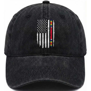 WW2 World War II Vintage American Flag Washed Cotton Baseball Cap TS11 Washed Cap Universal Fit Black Print Your Wear