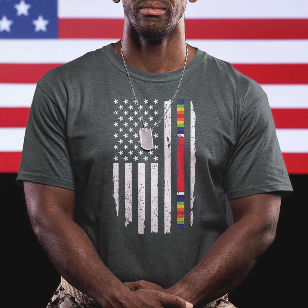 WW2 World War II Vintage American Flag T Shirt TS11 Dark Heather Print Your Wear