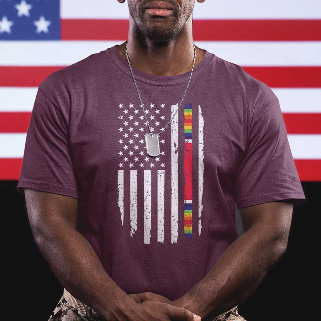 WW2 World War II Vintage American Flag T Shirt TS11 Maroon Print Your Wear
