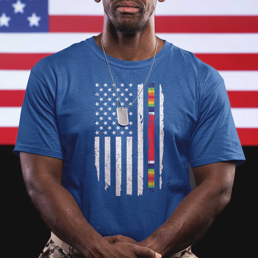 WW2 World War II Vintage American Flag T Shirt TS11 Royal Blue Print Your Wear