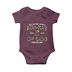 Put On The Whole Armor Of God Prayer Unit Baby Onesie Ephesians 6:11 Christian Army TS11 Maroon Print Your Wear