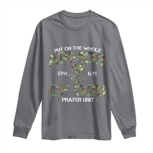 Put On The Whole Armor Of God Prayer Unit Long Sleeve Shirt Ephesians 6:11 Christian Army TS11 Charcoal Print Your Wear