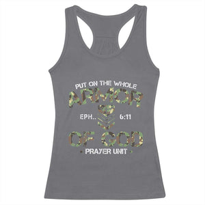 Put On The Whole Armor Of God Prayer Unit Racerback Tank Top Ephesians 6:11 Christian Army TS11 Charcoal Print Your Wear
