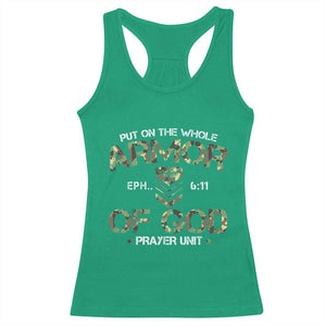 Put On The Whole Armor Of God Prayer Unit Racerback Tank Top Ephesians 6:11 Christian Army TS11 Irish Green Print Your Wear