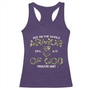 Put On The Whole Armor Of God Prayer Unit Racerback Tank Top Ephesians 6:11 Christian Army TS11 Purple Print Your Wear