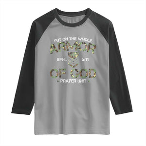 Put On The Whole Armor Of God Prayer Unit Raglan Shirt Ephesians 6:11 Christian Army TS11 Sport Gray Black Print Your Wear