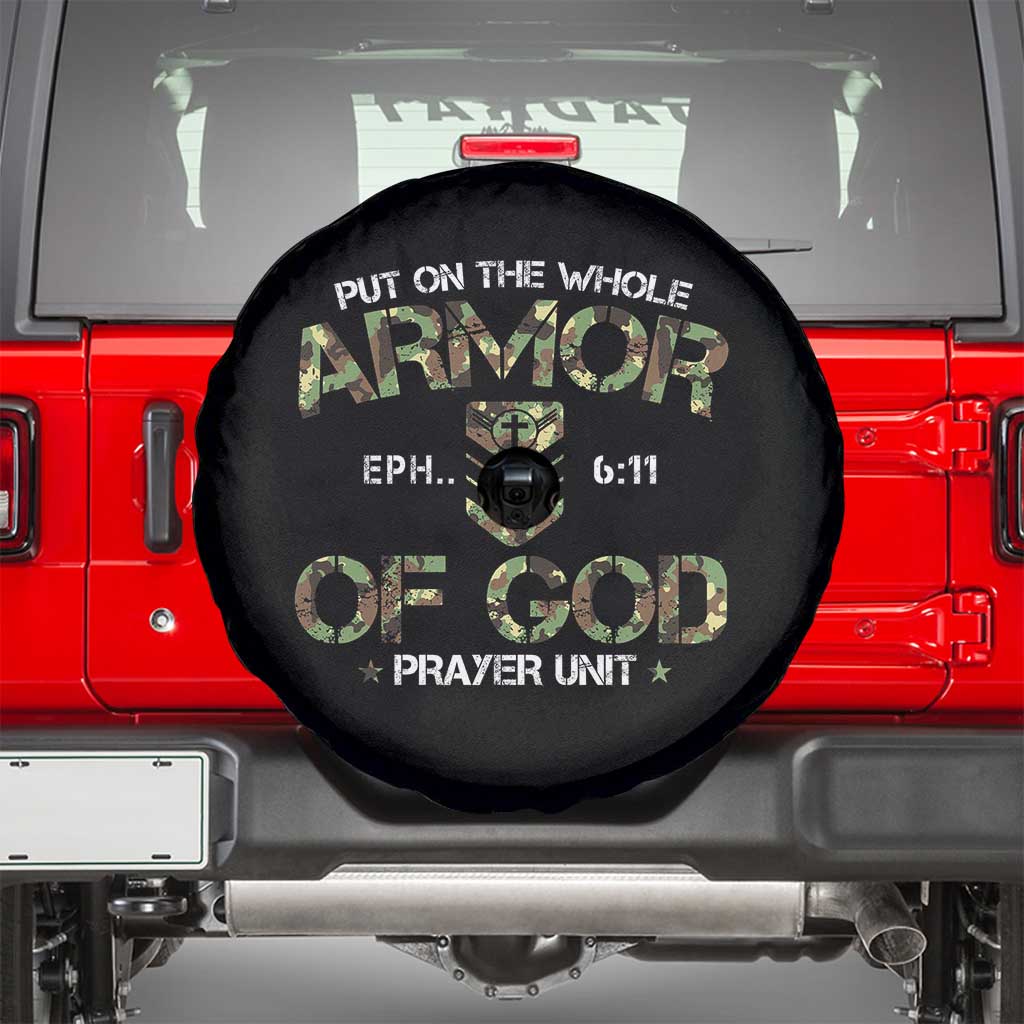 Put On The Whole Armor Of God Prayer Unit Spare Tire Cover Ephesians 6:11 Christian Army TS11 Black Print Your Wear