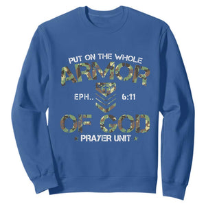 Put On The Whole Armor Of God Prayer Unit Sweatshirt Ephesians 6:11 Christian Army TS11 Royal Blue Print Your Wear