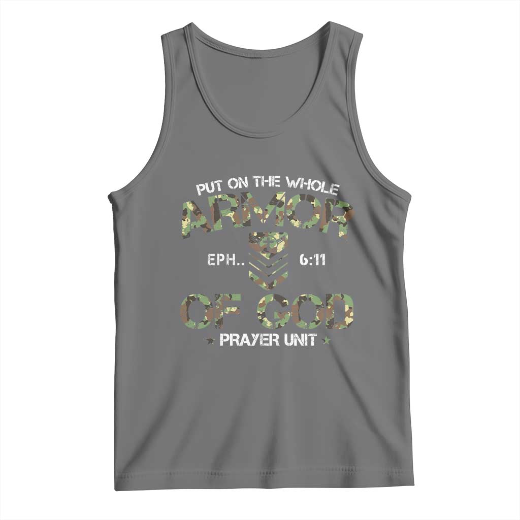 Put On The Whole Armor Of God Prayer Unit Tank Top Ephesians 6:11 Christian Army TS11 Black Heather Print Your Wear
