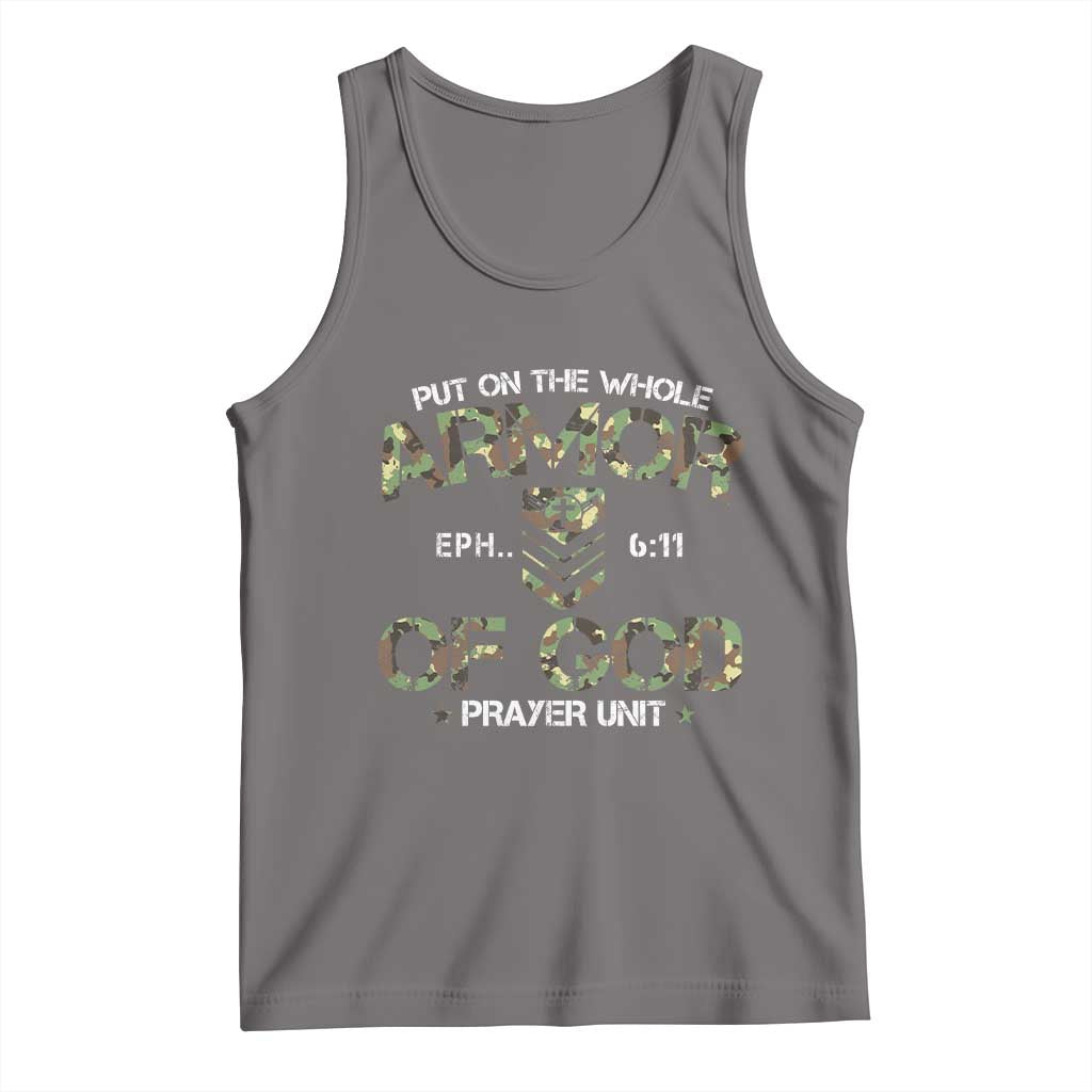 Put On The Whole Armor Of God Prayer Unit Tank Top Ephesians 6:11 Christian Army TS11 Deep Heather Print Your Wear