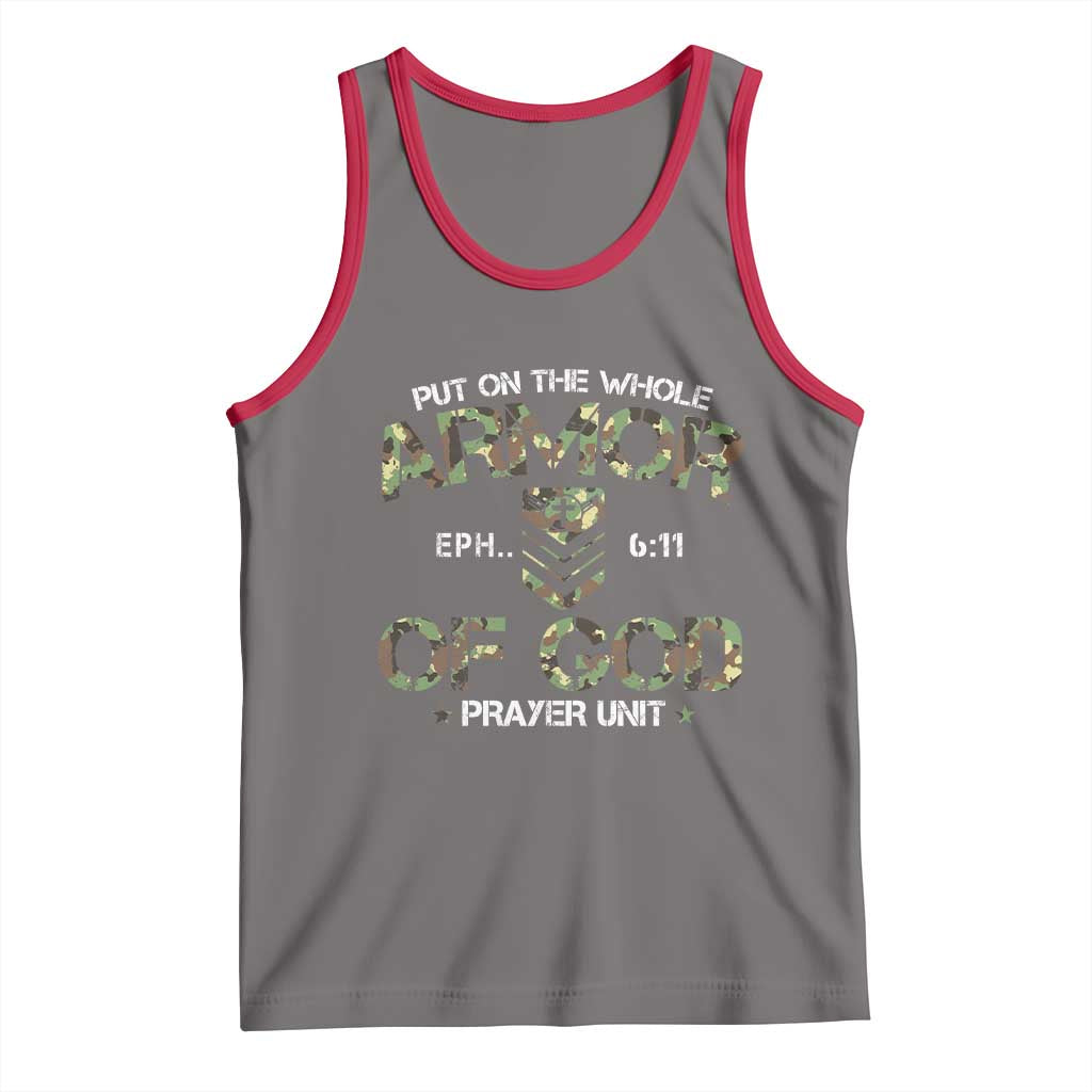 Put On The Whole Armor Of God Prayer Unit Tank Top Ephesians 6:11 Christian Army TS11 Deep Heather Red Print Your Wear