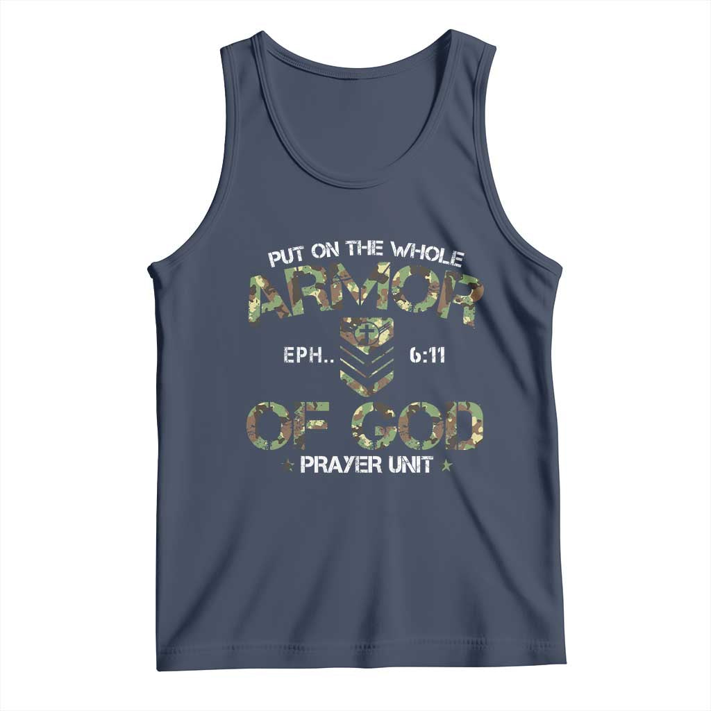 Put On The Whole Armor Of God Prayer Unit Tank Top Ephesians 6:11 Christian Army TS11 Navy Print Your Wear