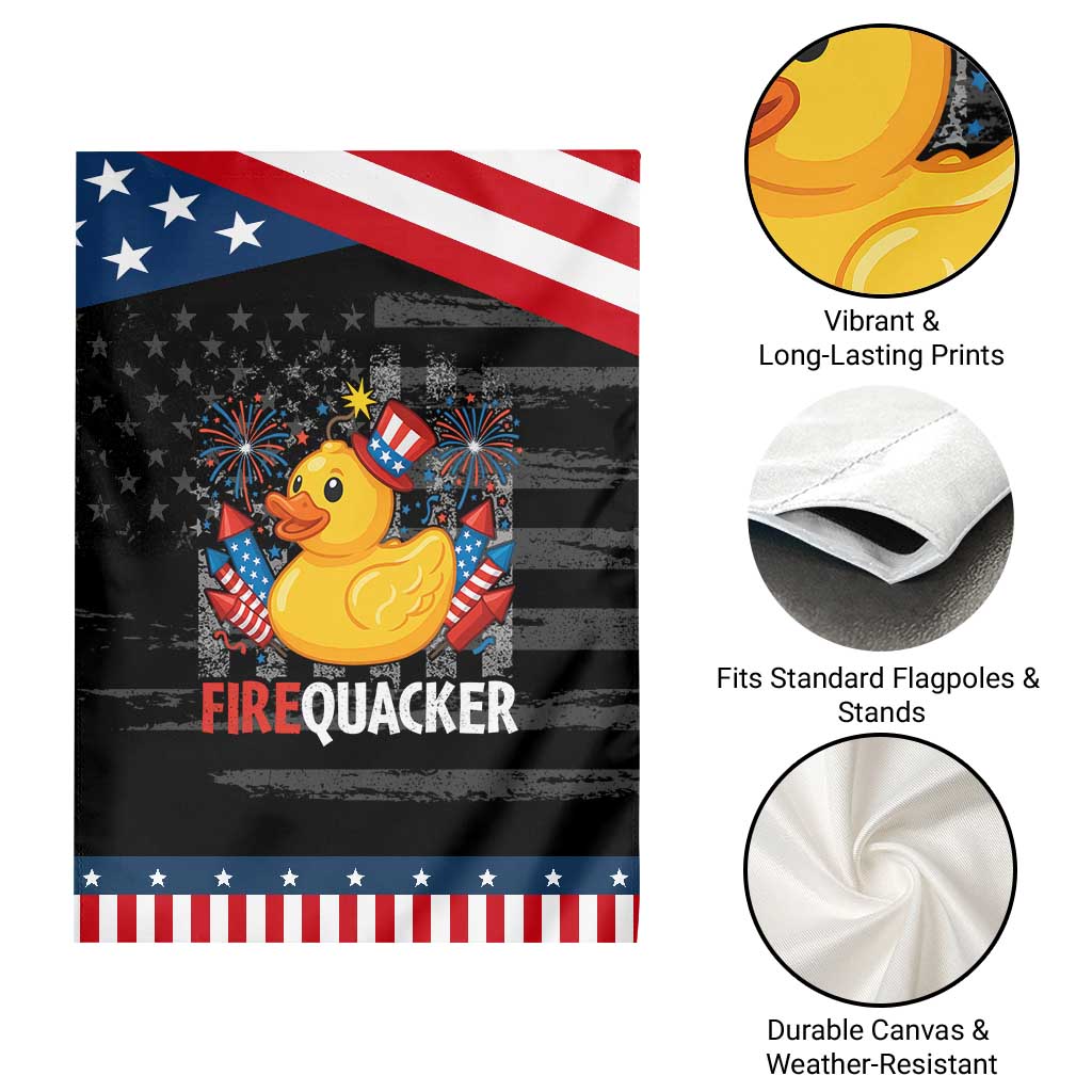 Funny 4th of July Duck Firequacker Garden Flag Patriotic Vintage American Flag TS11 Print Your Wear