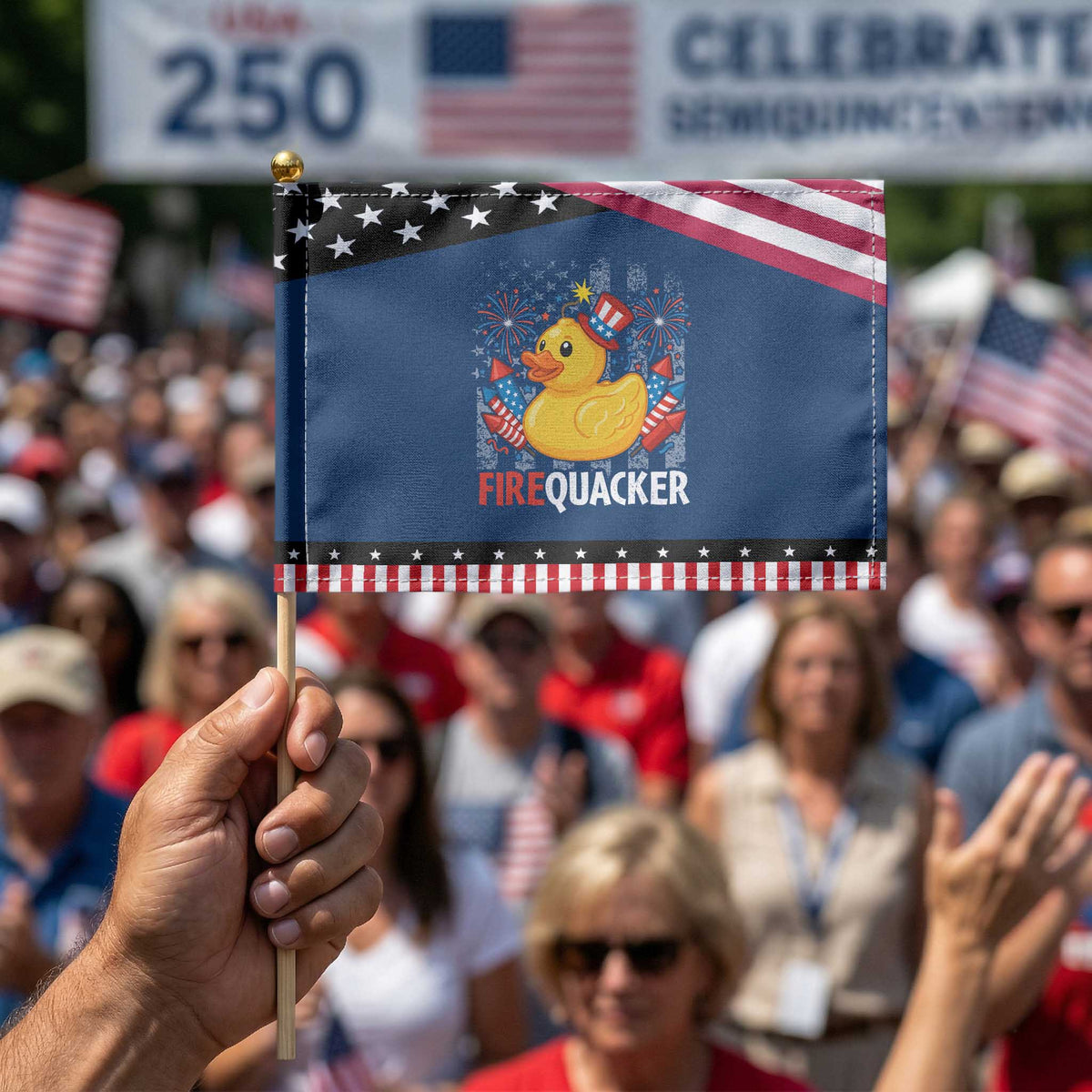 Funny 4th of July Duck Firequacker Patriotic Handheld Flag Patriotic Vintage American Flag TS11 Classic 8.2