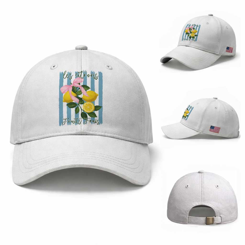 Funny Les Citrons Fruits Frais Baseball Cap Summer Lemon Tropical Coquette TS11 Baseball Cap Universal Fit White Print Your Wear