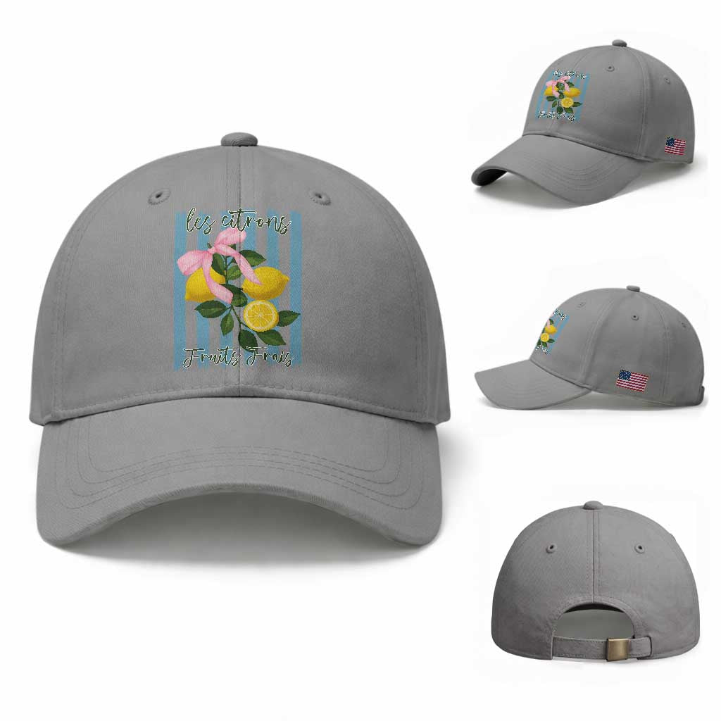 Funny Les Citrons Fruits Frais Baseball Cap Summer Lemon Tropical Coquette TS11 Baseball Cap Universal Fit Sport Gray Print Your Wear