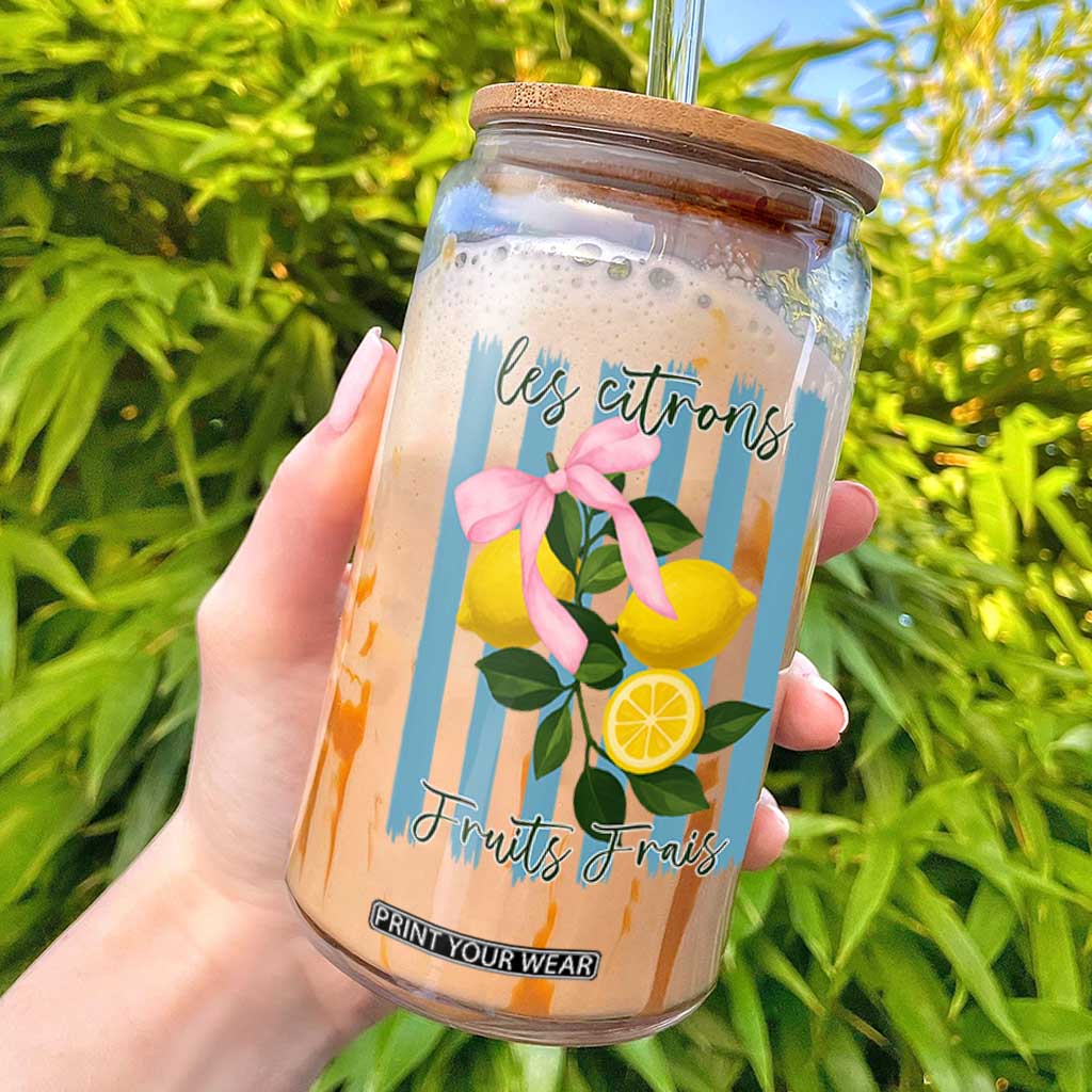 Funny Les Citrons Fruits Frais Glass Can Summer Lemon Tropical Coquette TS11 White Print Your Wear