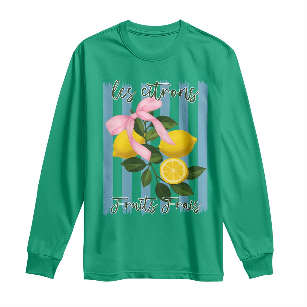Funny Les Citrons Fruits Frais Long Sleeve Shirt Summer Lemon Tropical Coquette TS11 Irish Green Print Your Wear