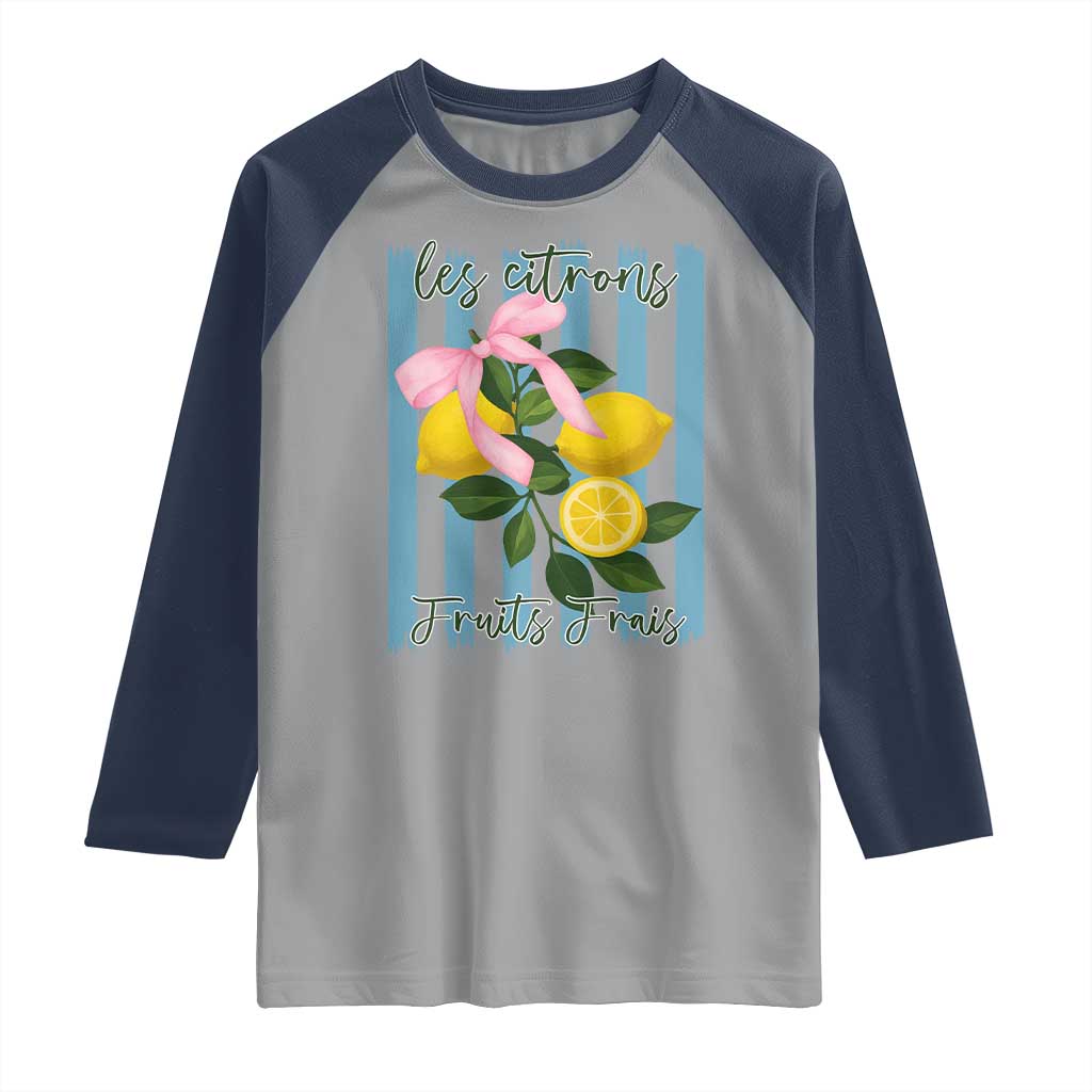 Funny Les Citrons Fruits Frais Raglan Shirt Summer Lemon Tropical Coquette TS11 Sport Gray Navy Print Your Wear