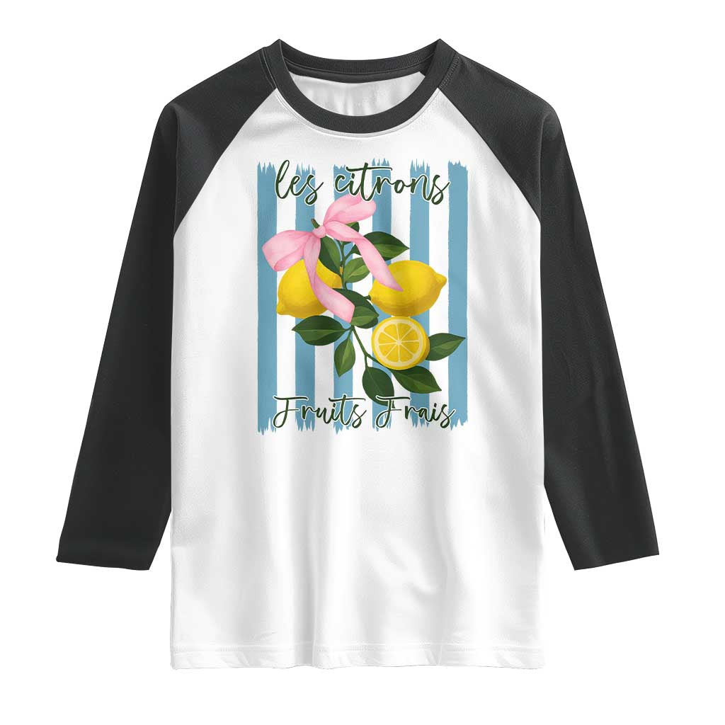 Funny Les Citrons Fruits Frais Raglan Shirt Summer Lemon Tropical Coquette TS11 White Black Print Your Wear