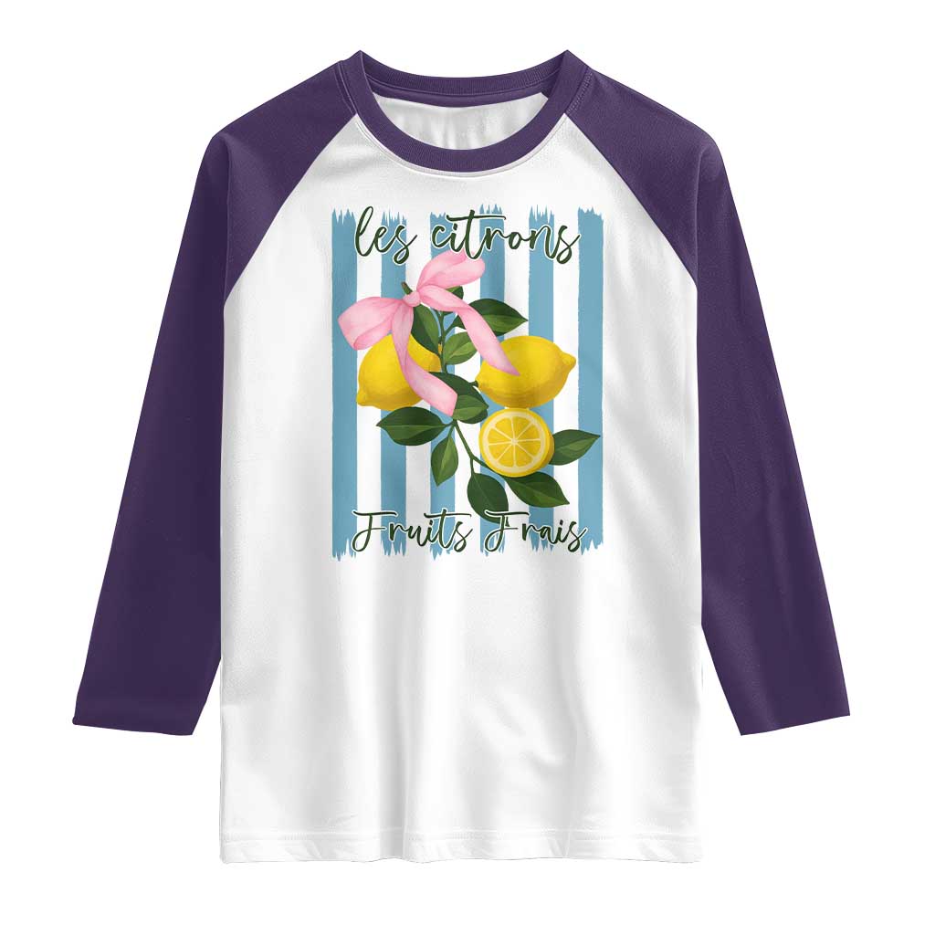 Funny Les Citrons Fruits Frais Raglan Shirt Summer Lemon Tropical Coquette TS11 White Purple Print Your Wear