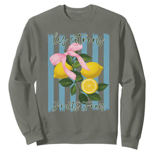 Funny Les Citrons Fruits Frais Sweatshirt Summer Lemon Tropical Coquette TS11 Military Green Print Your Wear